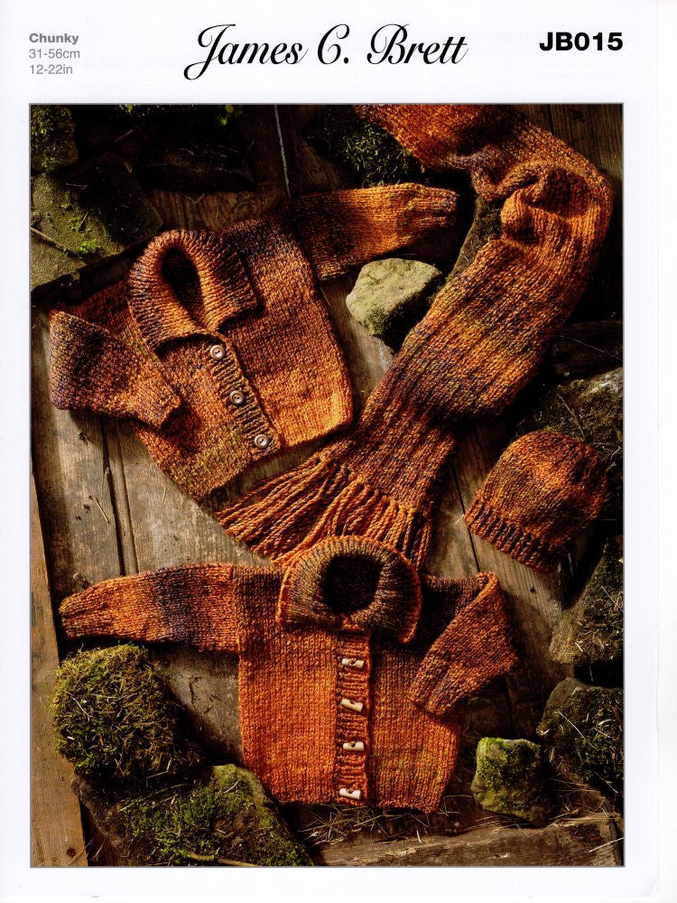 JB015: Cardigans, Hat and Scarf (12"- 22")