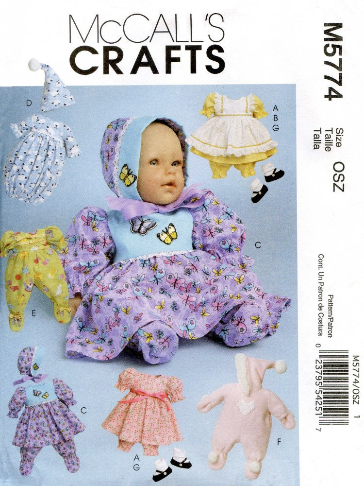 M5774 Baby Dolls Clothes for 11"-13" & 14"-16" Dolls