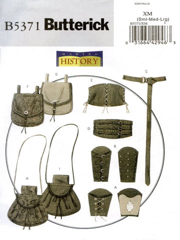 B5371 Misses & Mens Wrist Bracers, Corset, Belt and Pouches