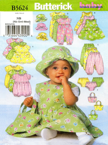 B5624 Infants Dress, Jumper, Romper, Jumpsuit, Panties, Pants, Hat