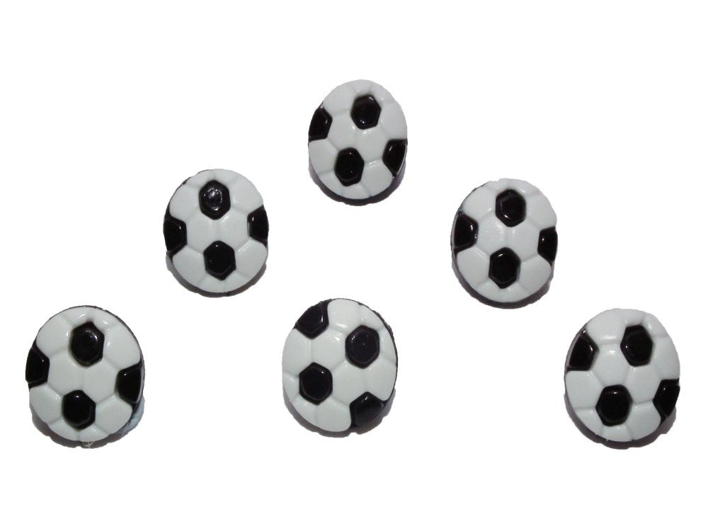 Football Buttons: Black Pack of 6