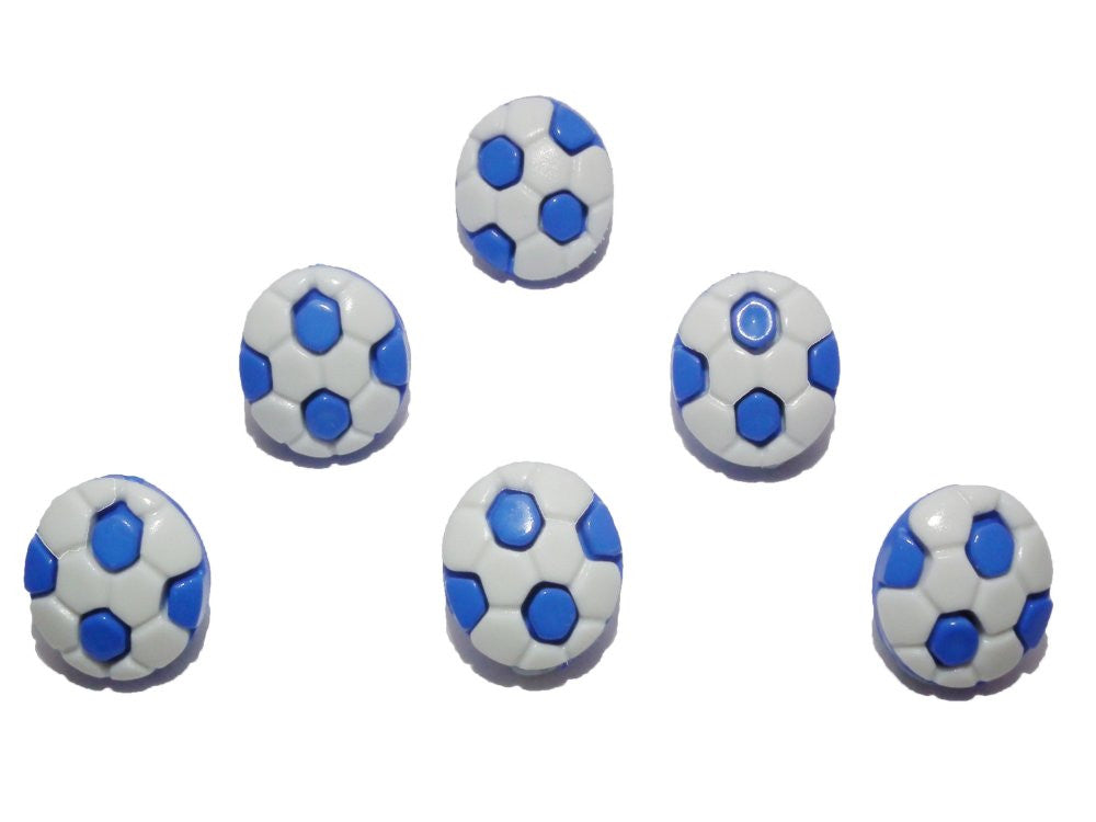 Football Buttons: Blue Pack of 6