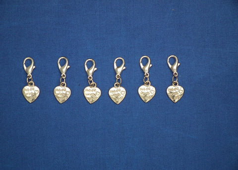 Stitch Markers: Made with Love Silver Plated