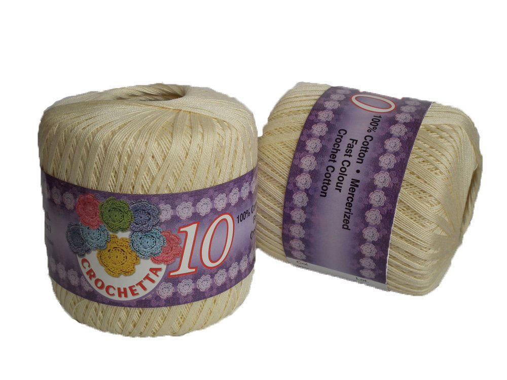 Mercerized Crochet Cotton: Cream 60gm Ball