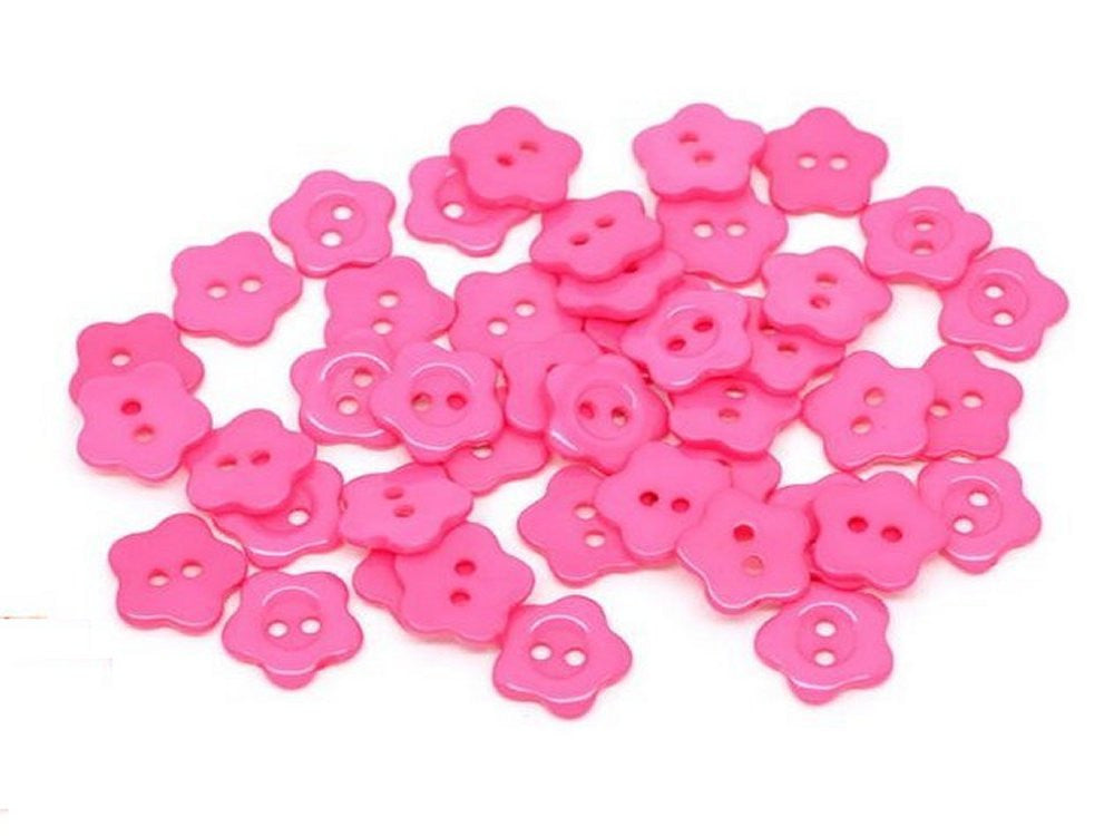 Flower Buttons: Fushia Pack of 12