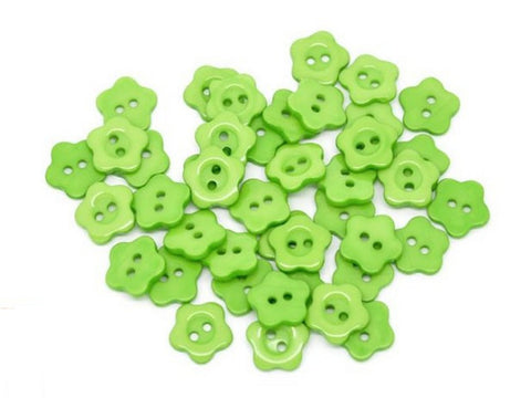 Flower Buttons: Bright Green Pack of 12