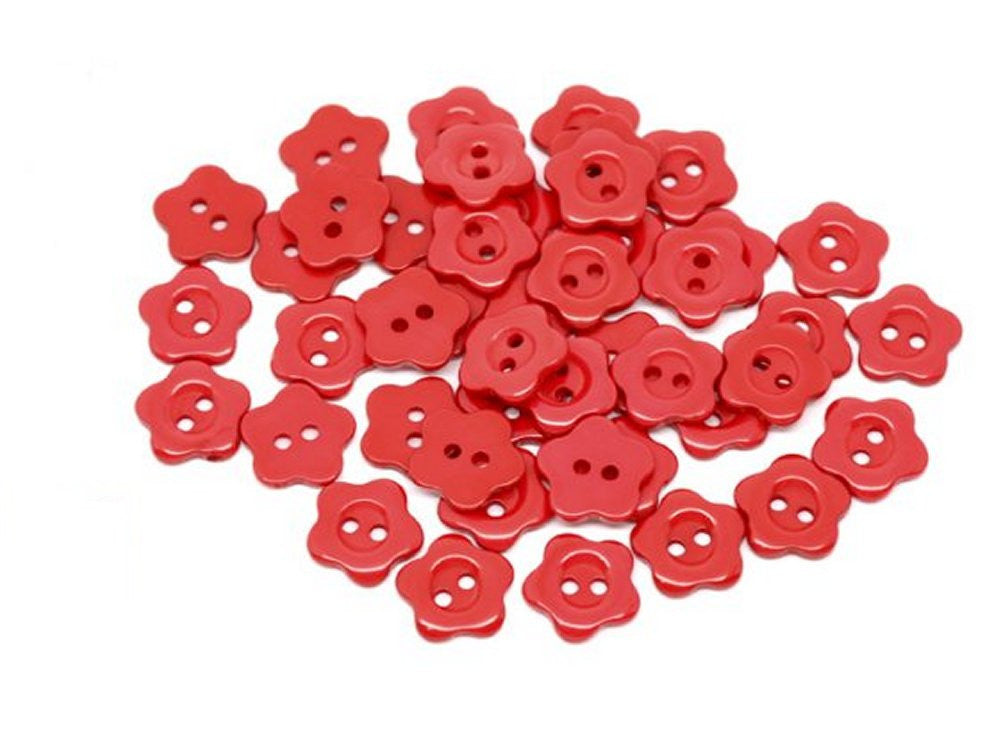 Flower Buttons: Red Pack of 12