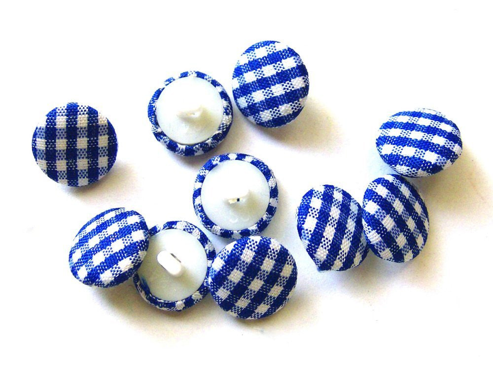Copy of Ginghan Buttons: Royal Blue Pack of 5