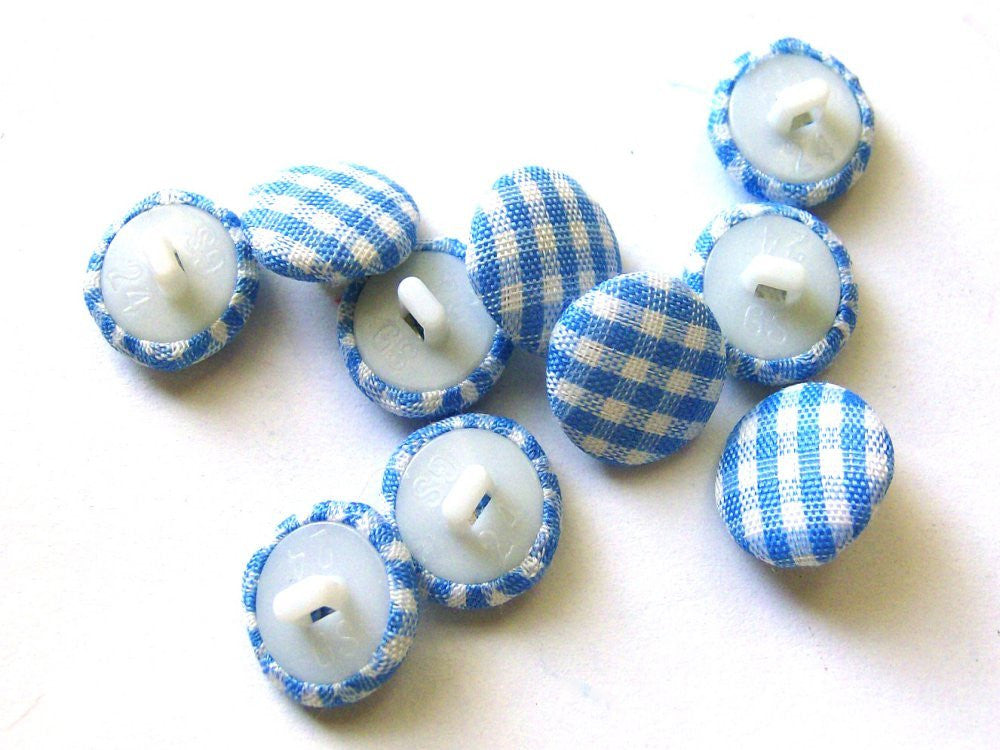 Ginghan Buttons: Sky Blue Pack of 5