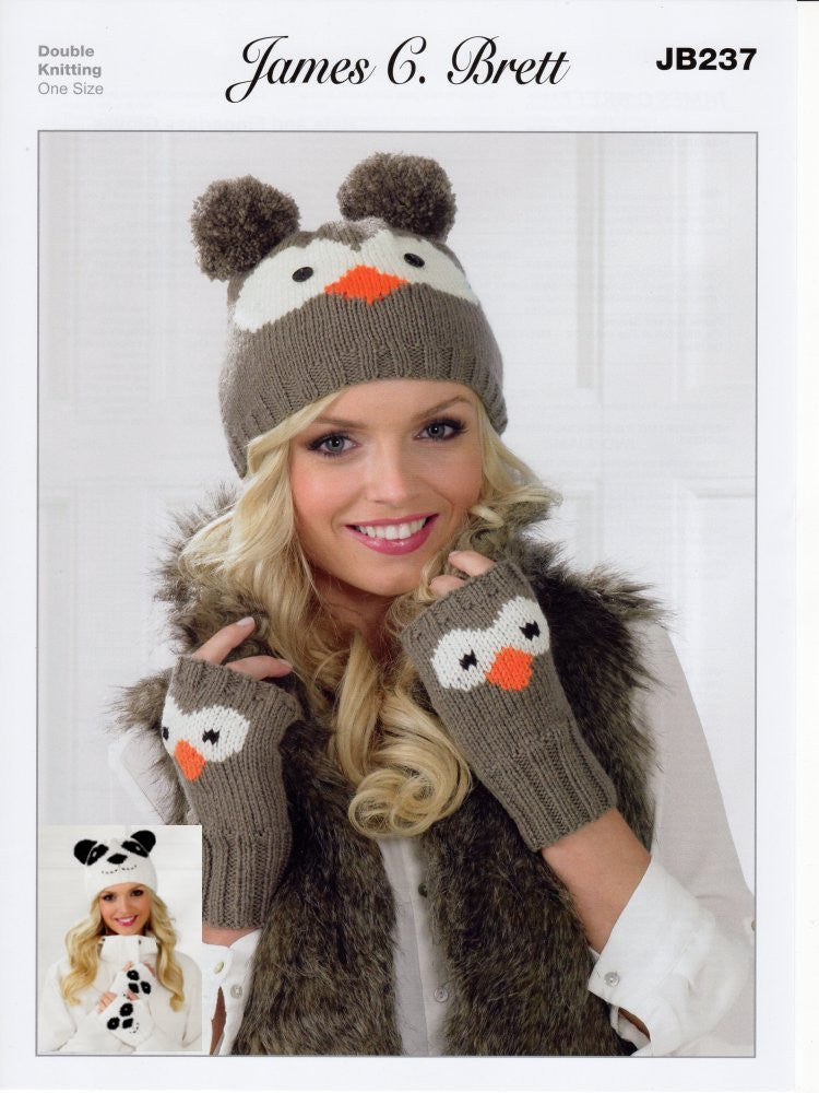 JB237: Owl and Panda Hat and Gloves