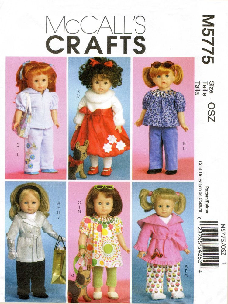M5775 Dolls Clothes for 18" Doll and Toy Dog