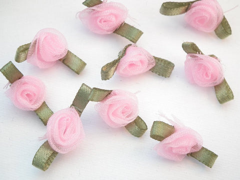 Organza Ribbon Rose: Pink