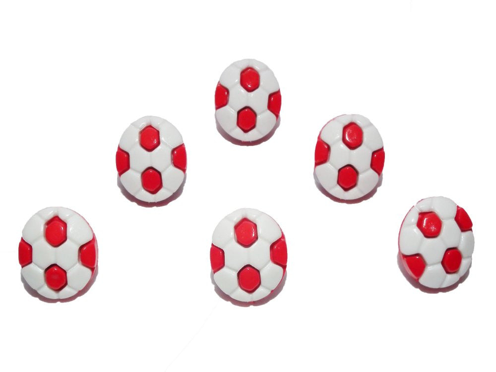 Football Buttons: Red Pack of 6