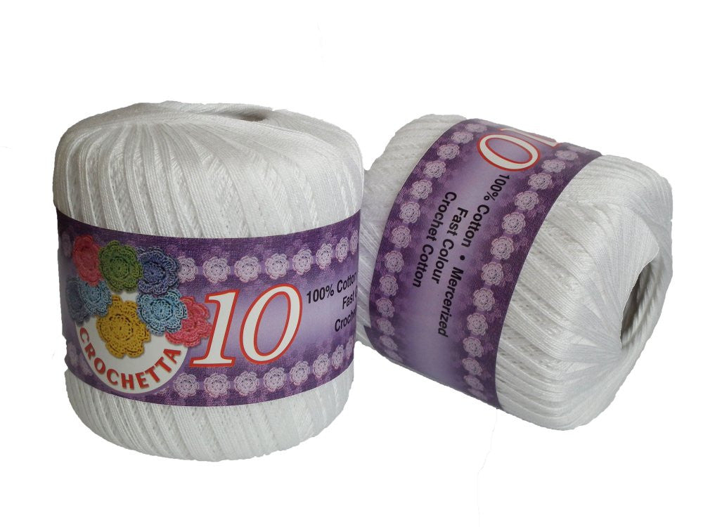 Mercerized Crochet Cotton: White 60gm Ball