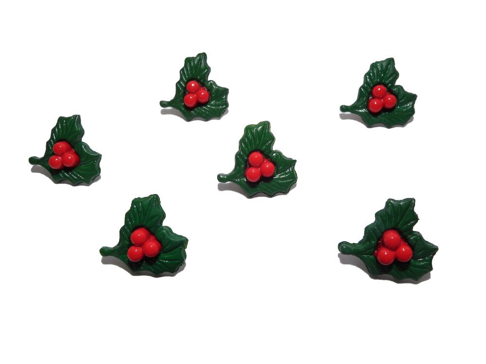 Holly Buttons: Pack of 6