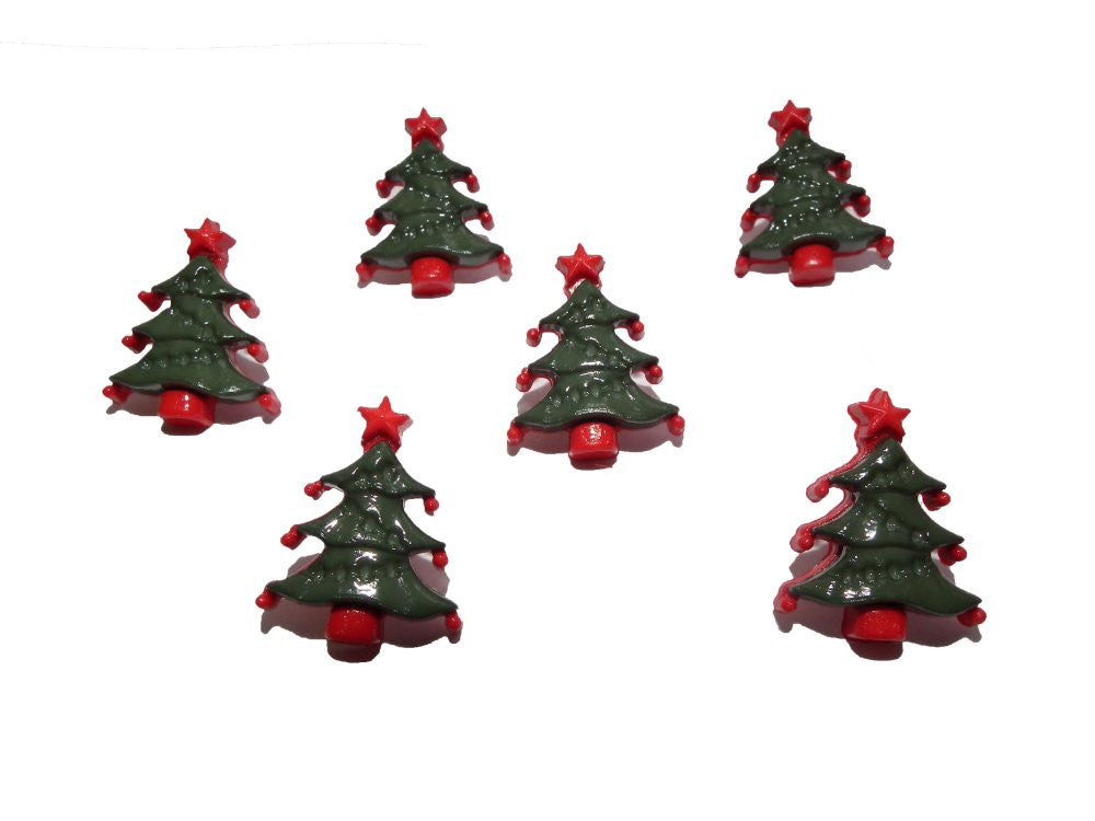 Christmas Tree Buttons: Pack of 6