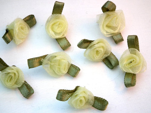 Organza Ribbon Rose: Yellow